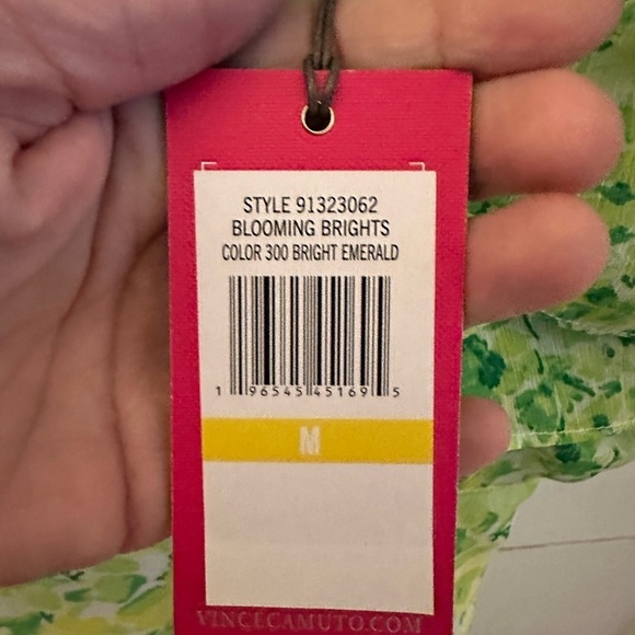 VINCE CAMUTO Woman Blooming Brights Emerald floral ruffle sleeve blouse NWT M - Picture 7 of 14